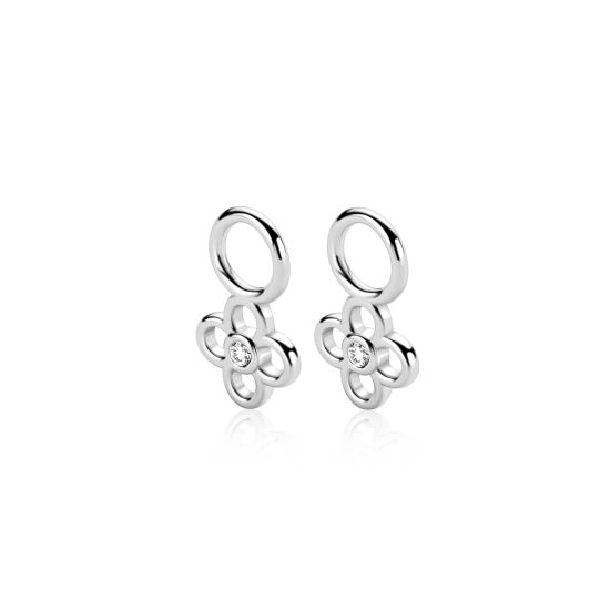 Zilveren oorbelbedels bloem ZICH2885