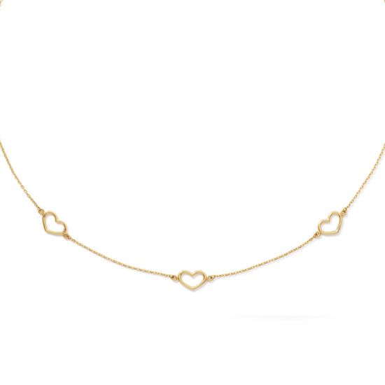 Gouden collier 3x hart JKN26.650