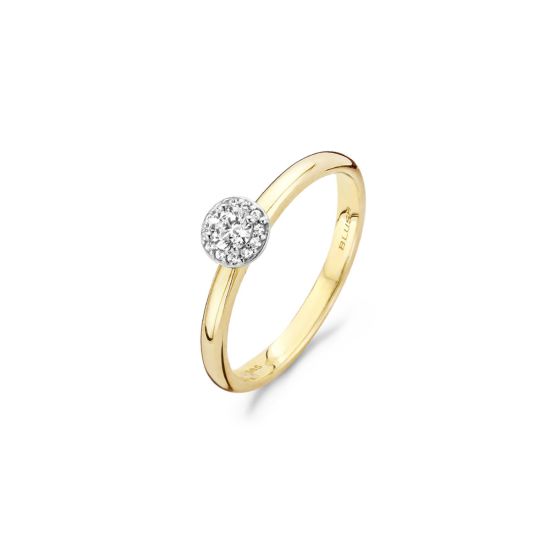 Gouden ring bicolor zirkonia mt54