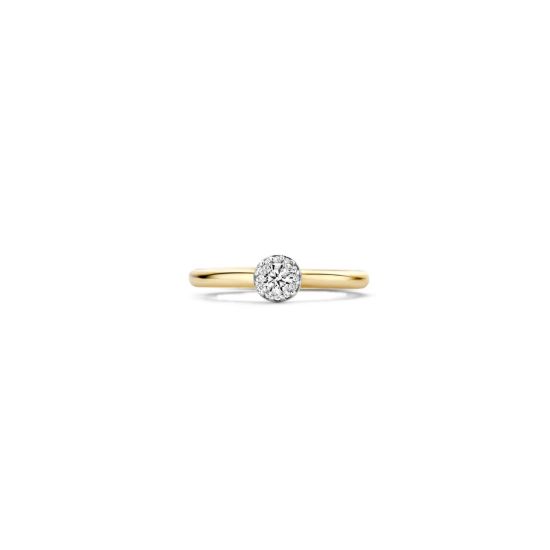 Gouden ring bicolor zirkonia mt54