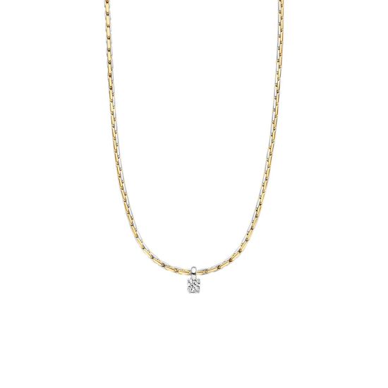 Gouden collier witgouden hanger zirkonia 42cm 3053BZI