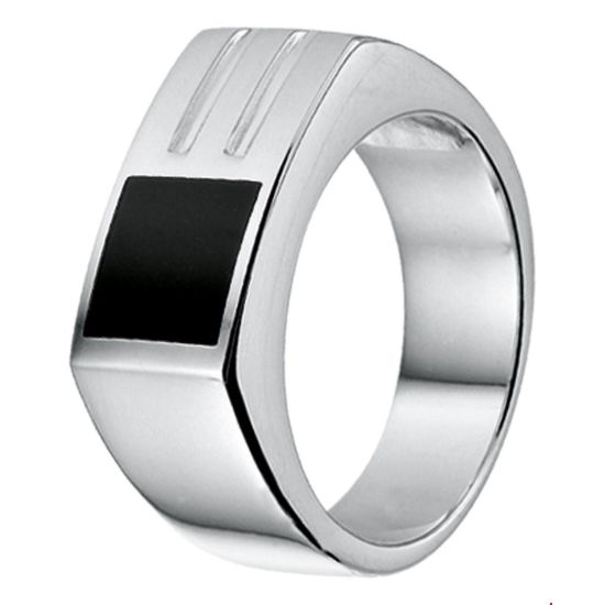 Zilveren ring onyx mt20.5 1015217