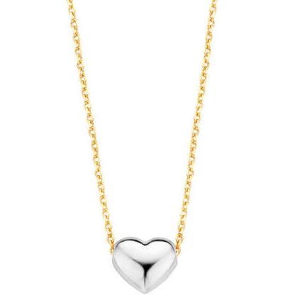 Gouden collier met witgouden hart 3061BGO