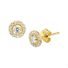 Gouden oorstekers halo zirkonia 4019163