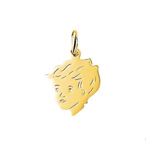 Gouden hanger kinderkopje jongen 8.5x12.5mm 4005844