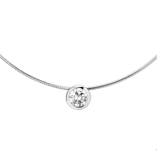 Zilveren collier met steen dames