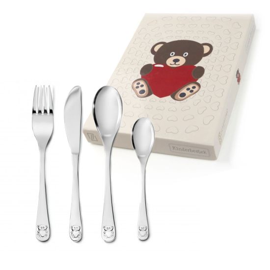 4-delig Kindercouvert staal Beer met Hart 6828030
