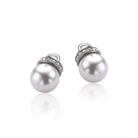 Zilveren oorbelbedels im parel grijs zirkonia ZICH459G