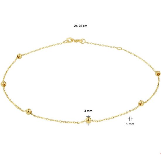 Gouden enkelketting bolletjes 24-26cm 4020718