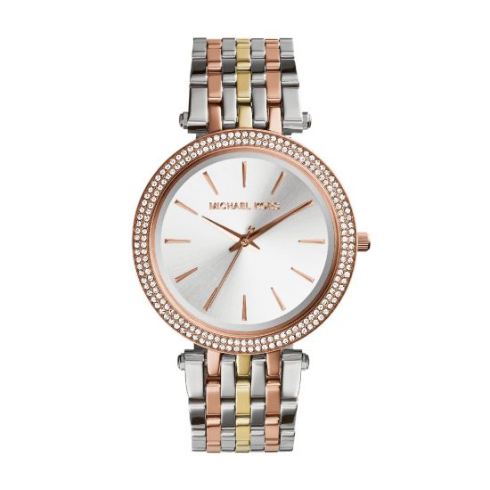 MK horloge dames staal/geel/rose MK3203