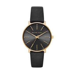 MK horloge dames staal/geel/leer MK2747