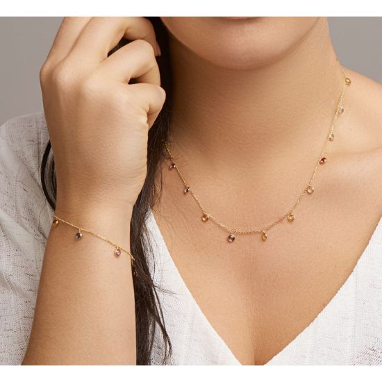 Gouden collier met kleursteen 41-45