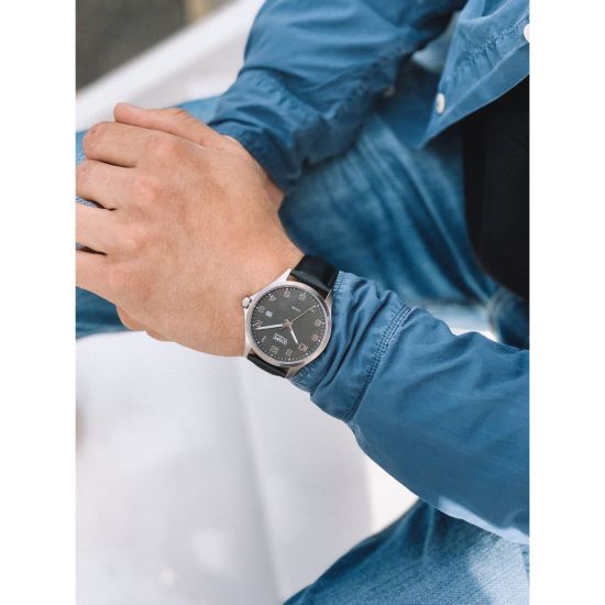 OLYMPIC OL26HTL211 FERRARA  HORLOGE - LEER - ZWART - 40MM