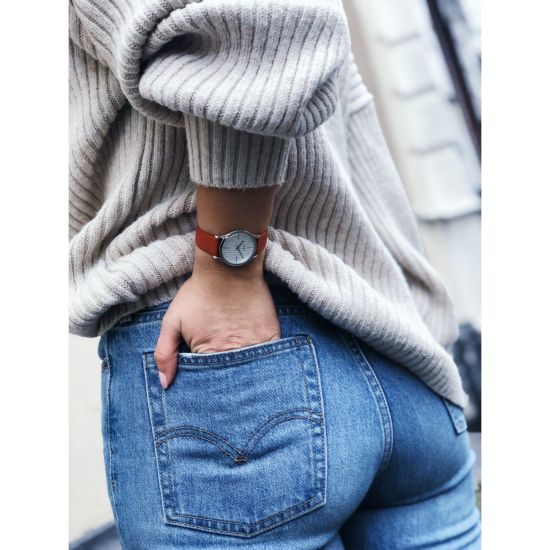 Olympic horloge dames staal/leer rood OL67DSL003