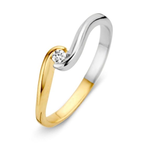 Gouden ring bicolor zirk mt56 RH426584