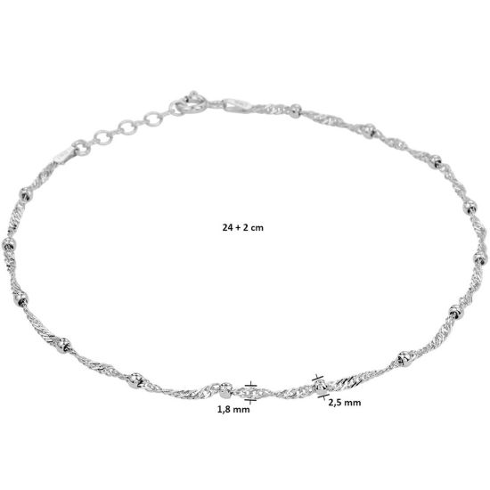 Zilveren enkelband singapore-bolletje 24-26