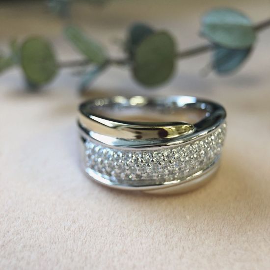 Zilveren/goud ring zirkonia RF625213-56