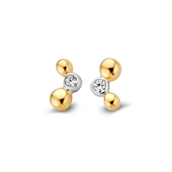 Gouden oorstekers bicolor zirkonia OV425511