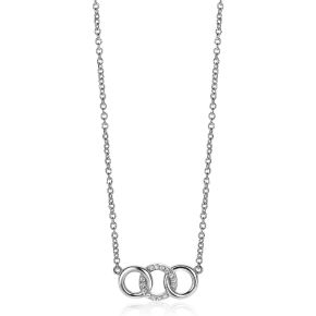 Zilveren collier 3xrondje zirkonia ZIC2045