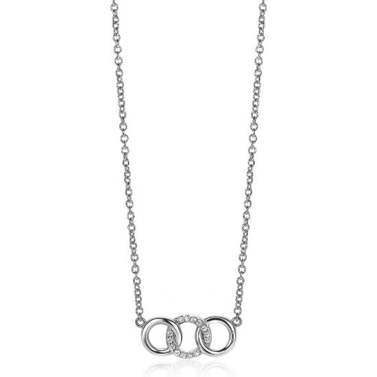 Zilveren collier 3xrondje zirkonia  ZIC2045