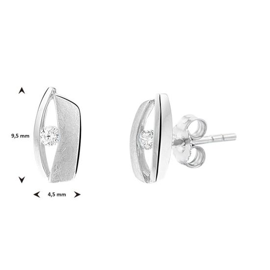 Zilveren oorstekers mat/glans met zirkonia 1332880