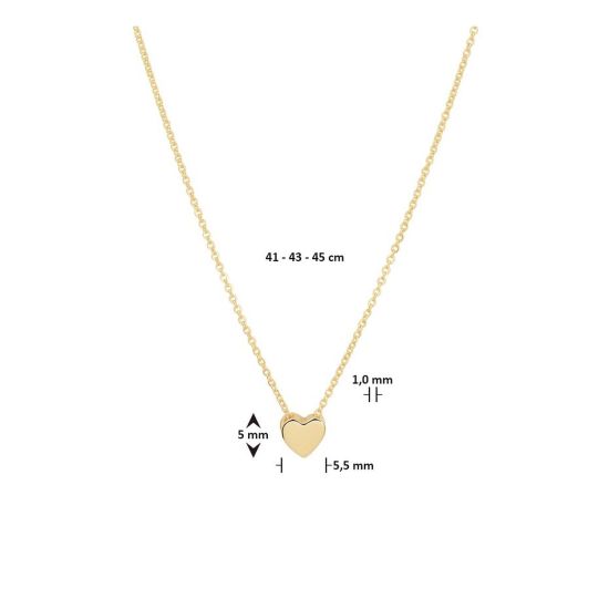 Gouden collier hartje 41-43-45cm 4022568