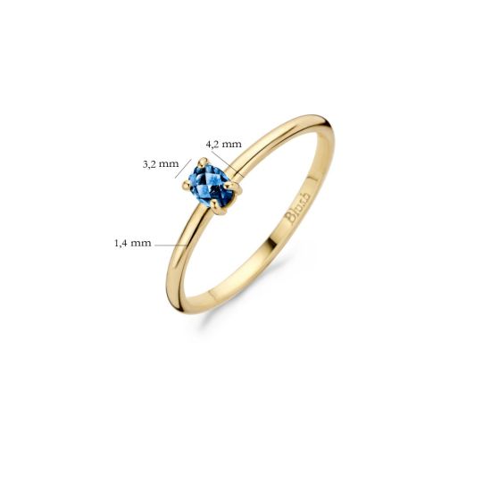 Gouden ring met london blauw topaas  1204YLB/54