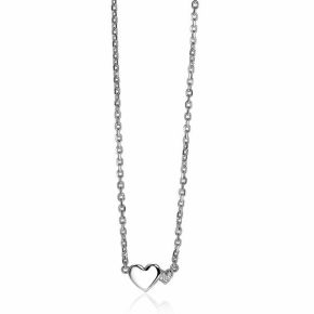 ZINZI zilveren ketting met hartjes zirconia's/zilver 42-45cm ZIC2137