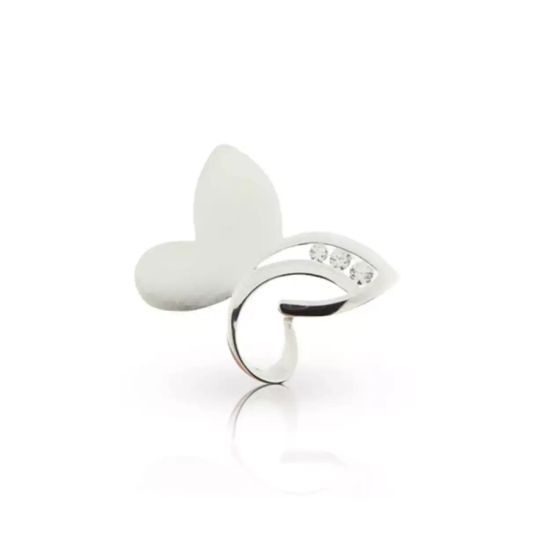 Zilveren hanger vlinder mat/glans zirkonia RL015