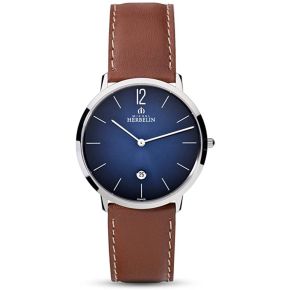 MH horloge staal met cognac kleur leren band 19515AP15GD