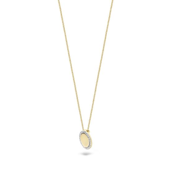Gouden collier plaatje zirkonia 3124YZI