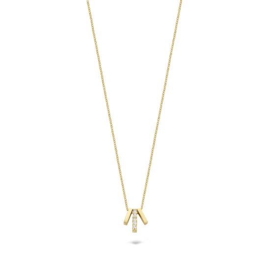 Gouden collier 3x staafje zirkonia 3122YZI