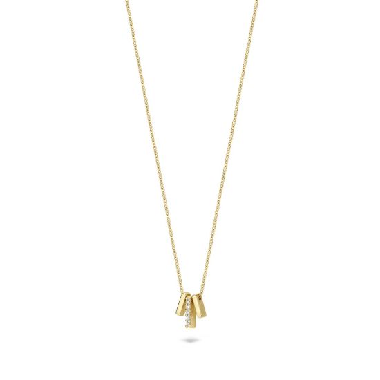 Gouden collier 3x staafje zirkonia 3122YZI