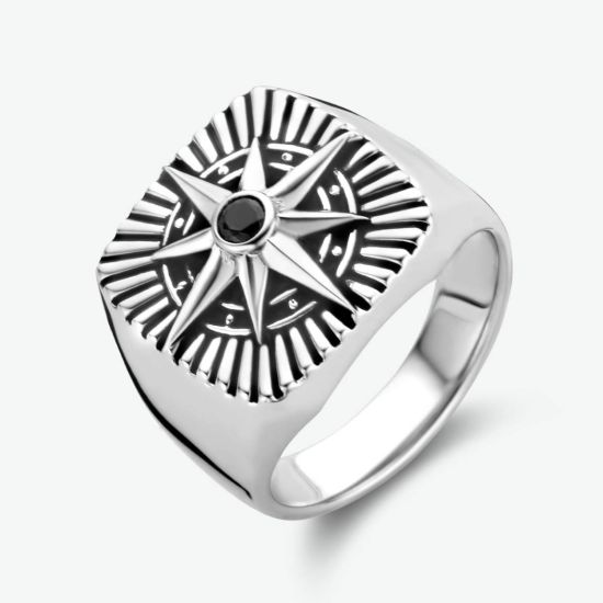 Zilveren ring zwarte zirkonia nt19 1334287