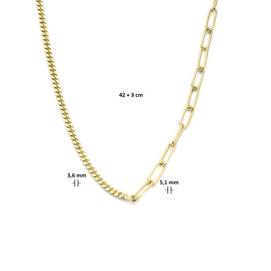 Collier paperclip en gourmette 5,1 mm 42 + 3 cm