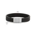 Armband staal/leer 19cm 12 mm