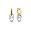 Zilveren oorringen met bedels zirkonia geel verguld 7878ZY
