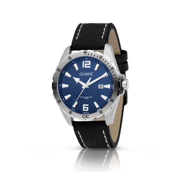 Olympic horloge heren staal/leer OL72HSL072 