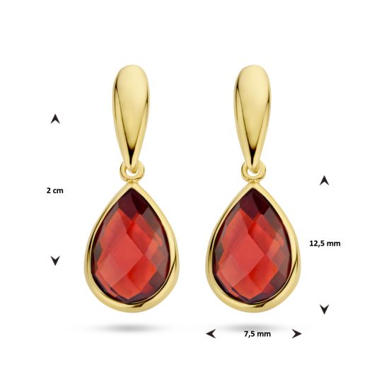 Gouden oorhangers druppel granaat 4025784