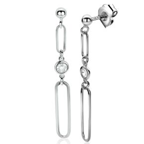 Zilveren oorhanger oorhangers paperclip ketting zirconia