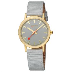 Mondaine horloge dames staal geel/grijs M660.30314.80SBU