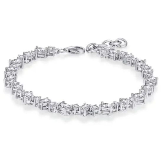 Tennis bracelet with oval and round stones | 17 +3 cm long