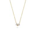 Gouden collier 3xcirkel bicolor zirkonia 3136BZI