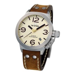 TW STEEL horloge heren staal/leer TWCS100