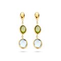 Gouden oorhangers blauw topaas en peridot 4027558