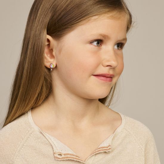 Zilveren oorringen hart multi color 1336986