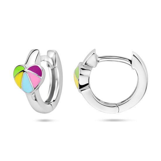Zilveren oorringen hart multi color 1336986