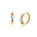 Zilver vergulde oorringen zirkonia blauw/paars/geel ZIO2443