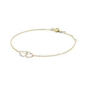 Gouden armband 2 hartjes 18cm JKB23049