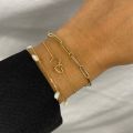 Gouden armband 2 hartjes 18cm  JKB23049